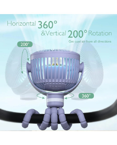 MOMCOZY kaasaskantav käruventilaator, lilla