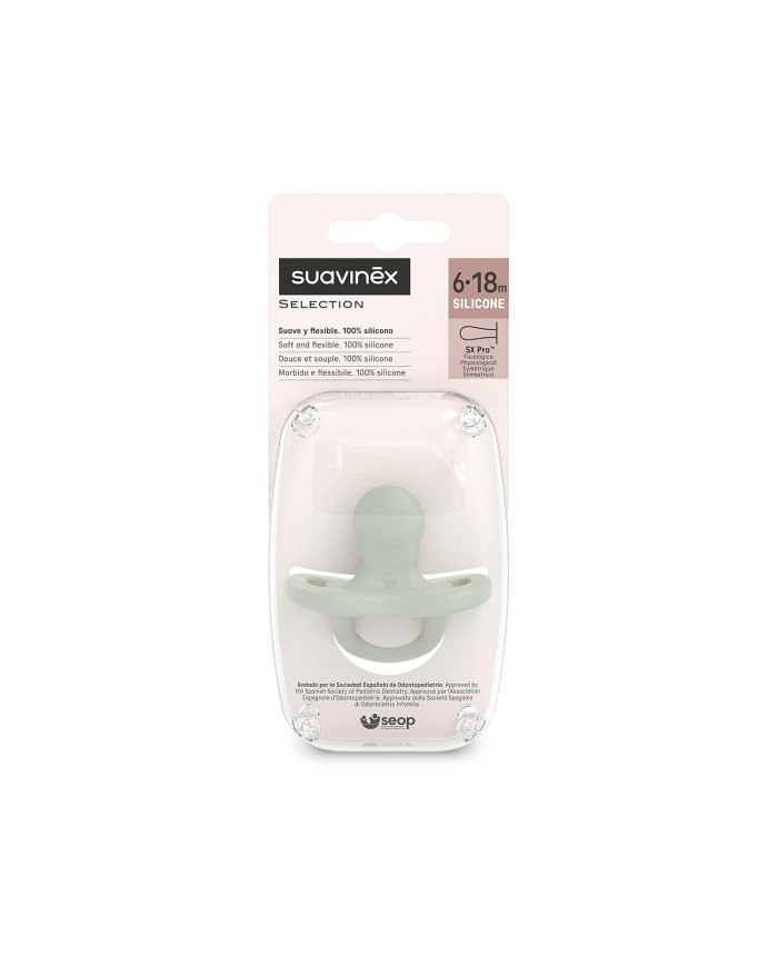 SUAVINEXi füsioloogiline silikoonlutt SX PRO 6–18 kuud Essence Green