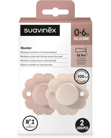 SUAVINEX füsioloogiline lutt SX PRO Wonder 0-6 kuud, 2 tk – Mauve/Mauve Chalk