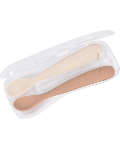 BEABA silikoonlusikate komplekt koos karbiga – Clay/Praline
