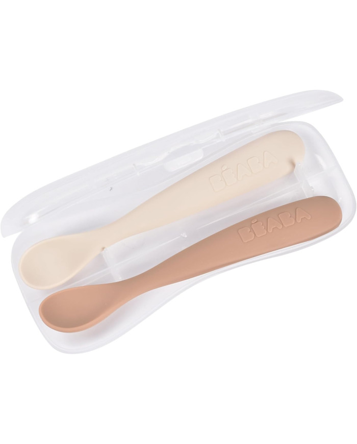 BEABA silikoonlusikate komplekt koos karbiga – Clay/Praline
