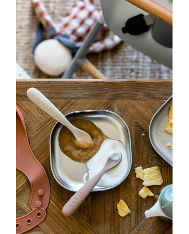 BEABA silikoonlusikate komplekt koos karbiga – Clay/Praline