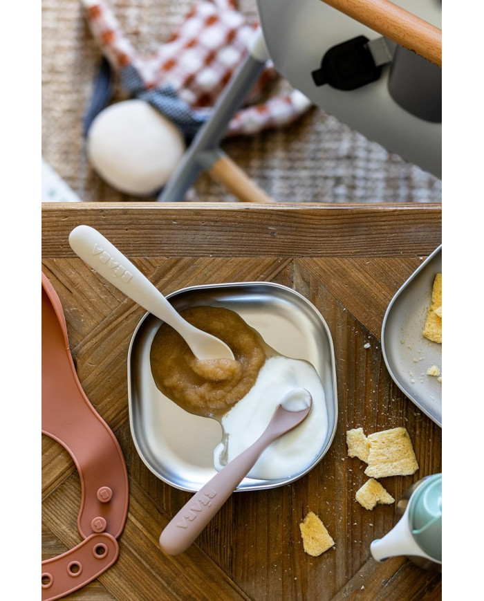 BEABA silikoonlusikate komplekt koos karbiga – Clay/Praline