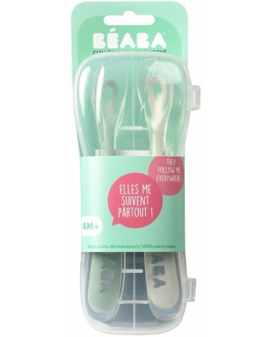 BEABA SILIKOONIST 2-OSALINE ESIMESTEKS TOIDUKORDADEKS MÕELDUD LUSIKATE KOMPLEKT KARBI GA, GREY/SAGE GREEN