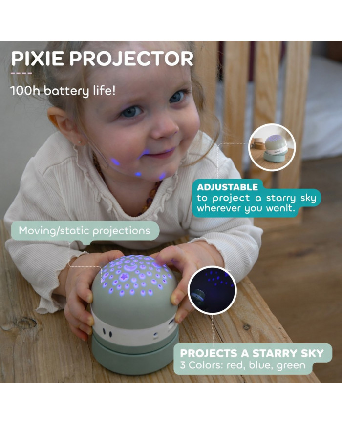 BEABA PIXIE öölamp – projektoriga taskulamp Sage Green