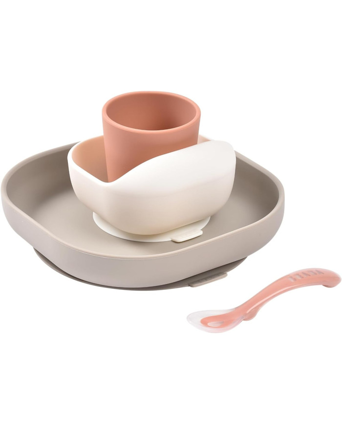 BEABA silikoonist söögikomplekt, Terracotta – 4 osa