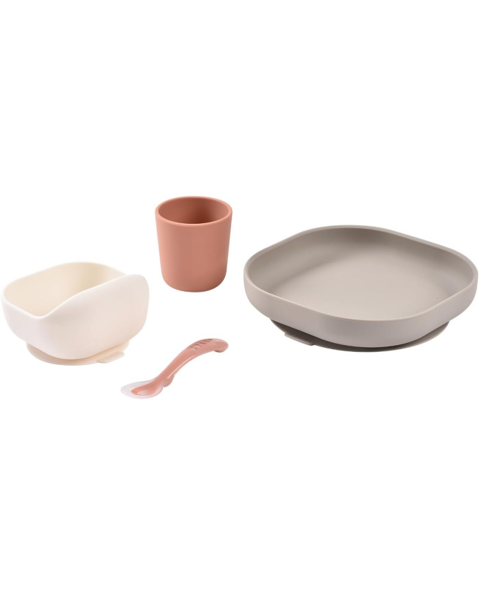 BEABA silikoonist söögikomplekt, Terracotta – 4 osa