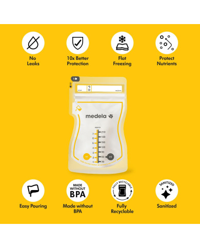 MEDELA EASY POUR Ema piima hoiustamise kotid, 210 ml, 100 tk