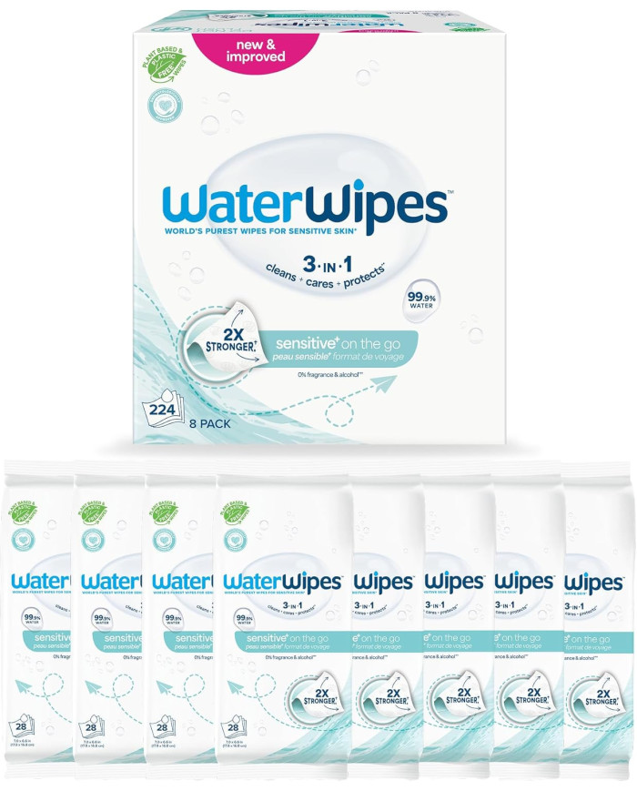 WATERWIPES SENSITIVE+ niisked salvrätikud, 8 pakki