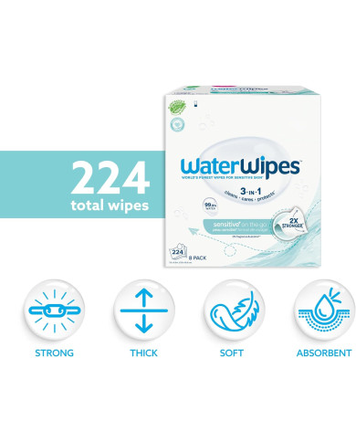WATERWIPES SENSITIVE+ niisked salvrätikud, 8 pakki