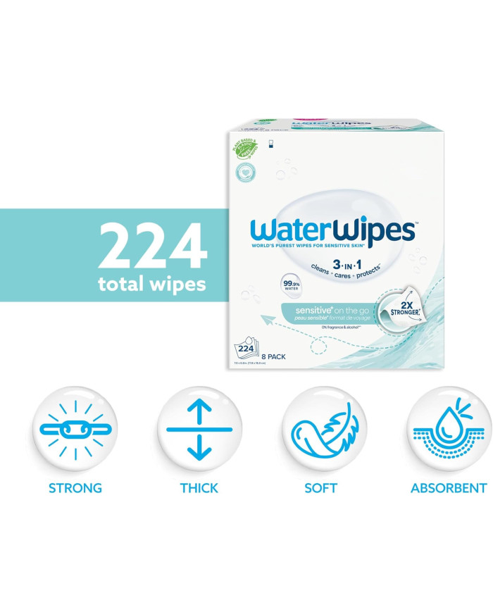 WATERWIPES SENSITIVE+ niisked salvrätikud, 8 pakki
