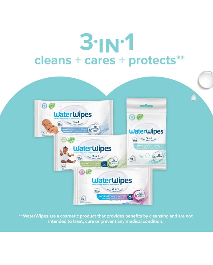 WATERWIPES SENSITIVE+ niisked salvrätikud, 8 pakki