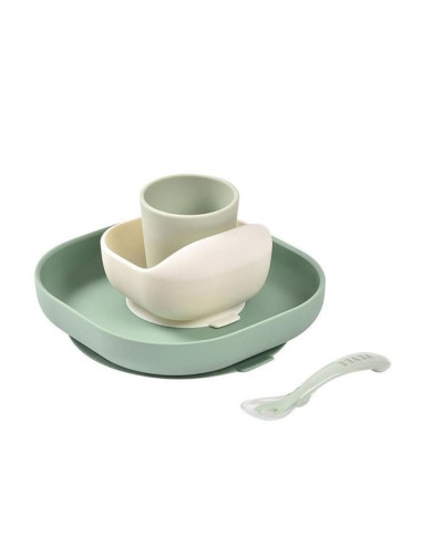 BEABA silikoonist 4-osaline lõunakomplekt – Sage Green | Kinderland