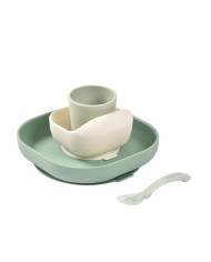BEABA silikoonist 4-osaline lõunakomplekt – Sage Green | Kinderland