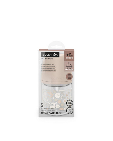 SUAVINEX KLAASIST ANTI-COLIC PUDEL SX PRO AEGLASE VOOLUGA FÜSIOLOOGILISE LUTIGA, 120 ML, ALATES 0 KUUST, WONDERLAND PINK