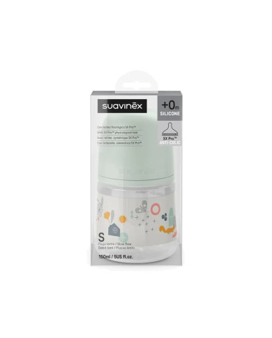 SUAVINEX ANTI-COLIC SX PRO LUTIPUDEL AEGLASE VOOLUGA (S) FÜSIOLOOGILISE LUTIGA, 150 ML, ALATES 0 KUUST, WALK GREEN