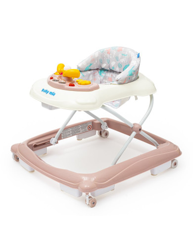 BABY MIX Käimistool silikoonratastega, roosa