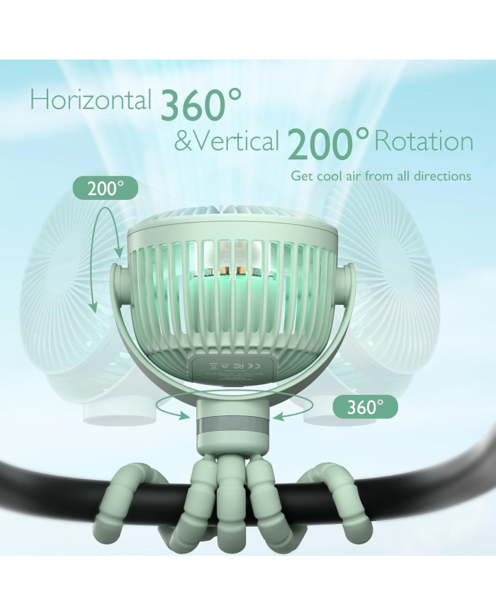 MOMCOZY KAASASKANTAV KÄRUVENTILAATOR, ROHELINE