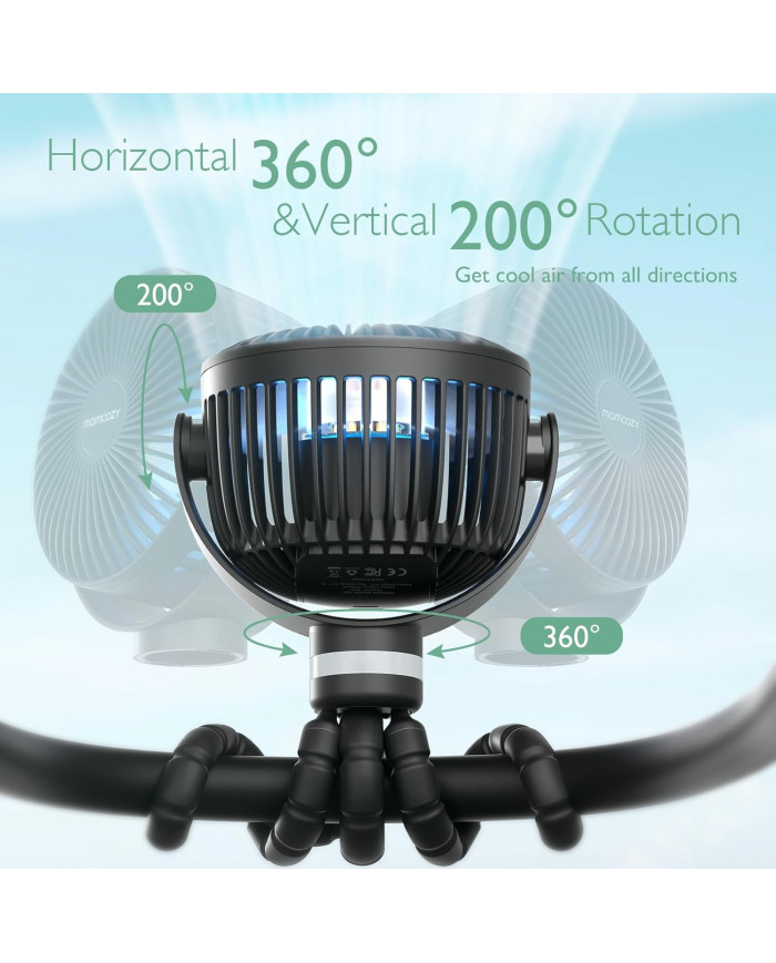MOMCOZY KAASASKANTAV KÄRUVENTILAATOR, MUST