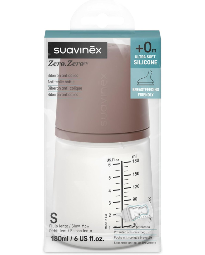 SUAVINEX ZERO ZERO koolikutevastane lutipudel 180 ml alates 0. elukuust