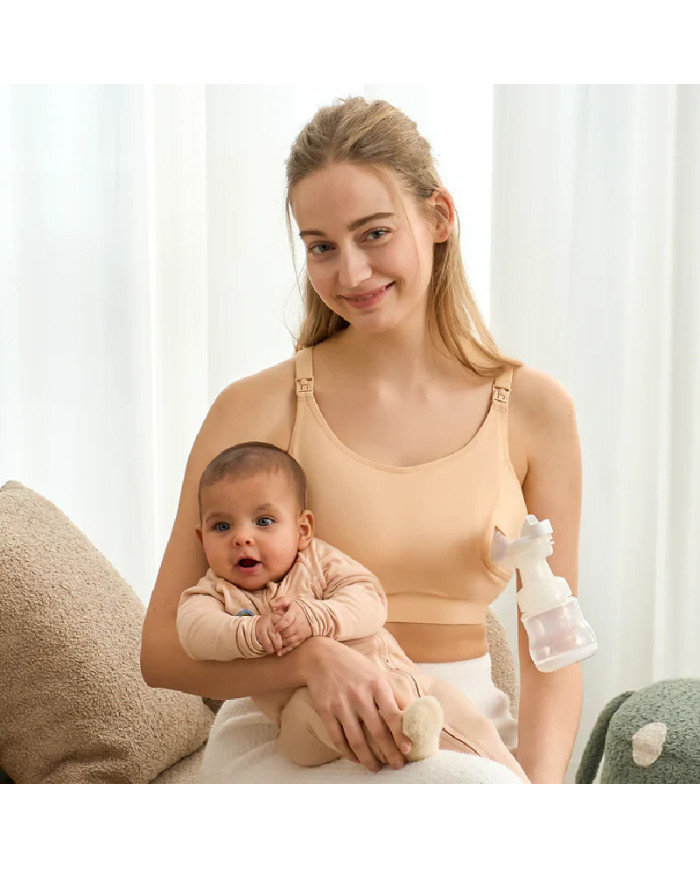 MOMCOZY ELEKTRILISE RINNAPUMBA KÄED-VABAD RINNAHOIDJA, SUURUS 2XL, NAHATOONI YN08