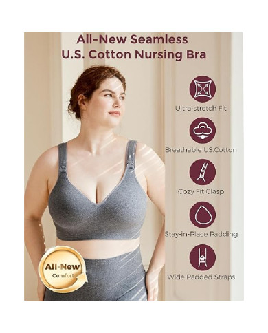 MOMCOZY PUUVILLANE IMETAMISrinnahoidja SUUREMALE RINNALE BUSTY, HALL, XL