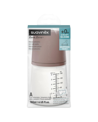 SUAVINEX ZERO ZERO ANTI-COLIC LUTIPUDEL REGULEERITAVA VOOLUGA LUTIGA, 180 ML, ALATES 0+ KUUST, DEEP