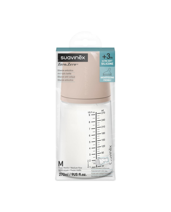 SUAVINEX ZERO ZERO ANTI-COLIC LUTIPUDEL KESKMISE VOOLUGA LUTIGA, 270 ML, ALATES +3 KUUST, DEEP