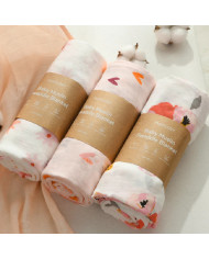 MOMCOZY MUSLIINPUUVILLAST MÄHKMED BEEBILE, 4 TK, 120 × 120 CM, HEART FLOWER