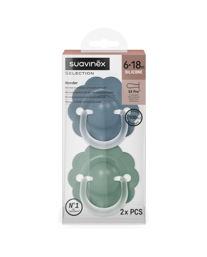 SUAVINEX FÜSIOLOOGILINE LUTT SX PRO WONDER, 6–18 KUUD, DEEP GREEN/BLUE, 2 TK