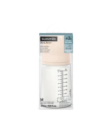 SUAVINEX ZERO ZERO ANTI-COLIC lutipudel keskmise vooluga lutiga, 270 ml, alates +3 kuust, FAIR