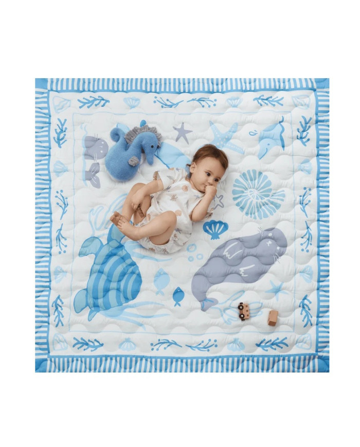 MOMCOZY beebi mängumatt „Blue Ocean“ 127x127 cm