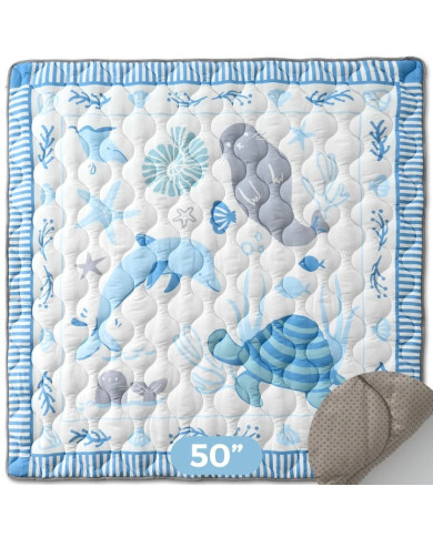 MOMCOZY beebi mängumatt „Blue Ocean“ 127x127 cm